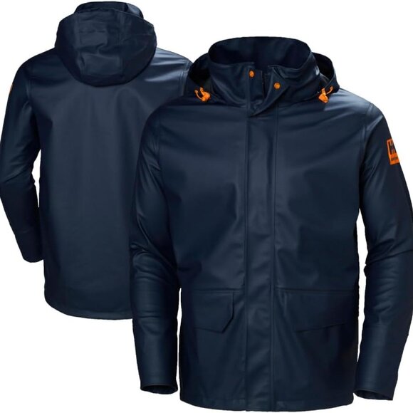 Heavy-Duty Men's Waterproof Jacket - Gale Packable Hood & Windbreaker Large
